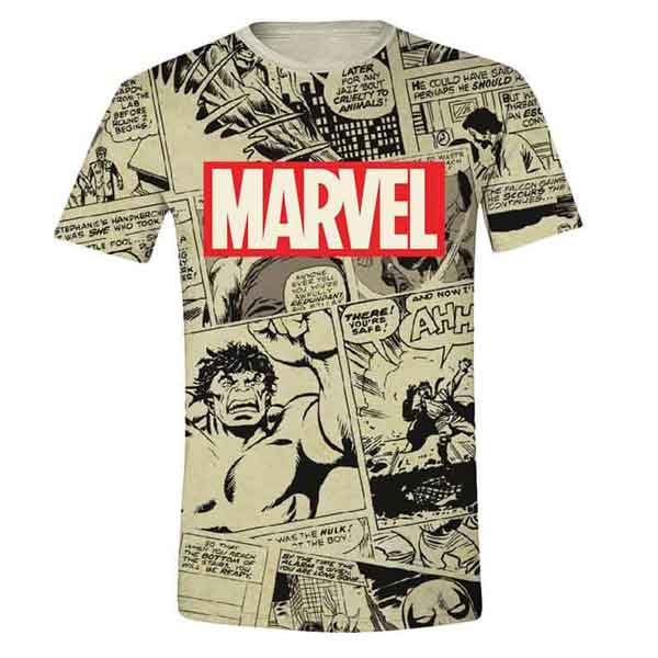 Tričko Marvel Logo and Comic Panels L