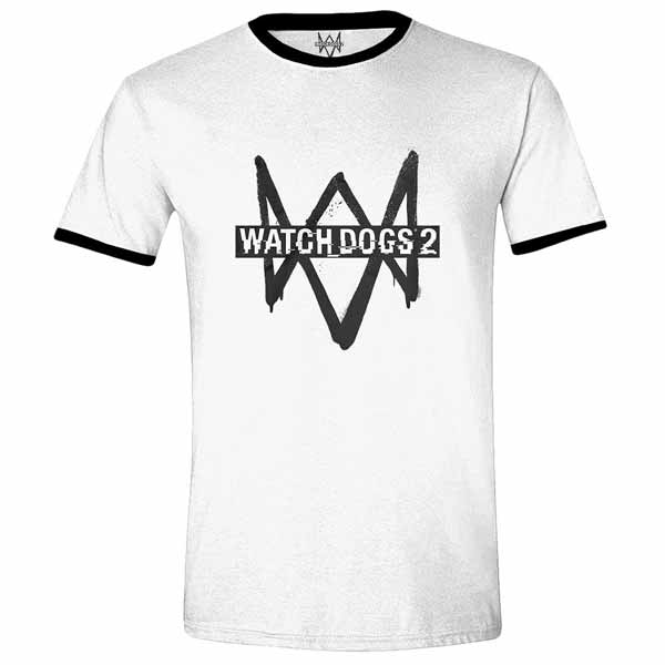 Tričko Watch Dogs 2 - Logo Ringer White L