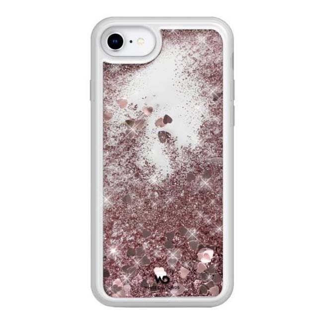 White Diamonds Sparkle Case Clear iPhone 6/7/8/SE 20/ SE 22, Rose Gold Hearts