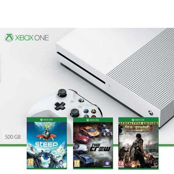 Xbox One S 500GB + 3 mesačný Game Pass + 3 mesačný Xbox Live Gold + Steep + The Crew + Dead Rising 3 Apocalypse