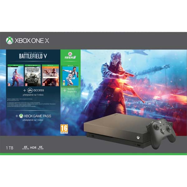 Xbox One X 1TB Gold Rush Special Edition (Battlefield 5 Bundle) + FIFA 19 CZ - OPENBOX (Rozbalený tovar s plnou zárukou) Xbox One X 1TB Gold Rush Special Edition (Battlefield 5 Bundle) + FIFA 19 CZ - OPENBOX (Rozbalený tovar s plnou zárukou)