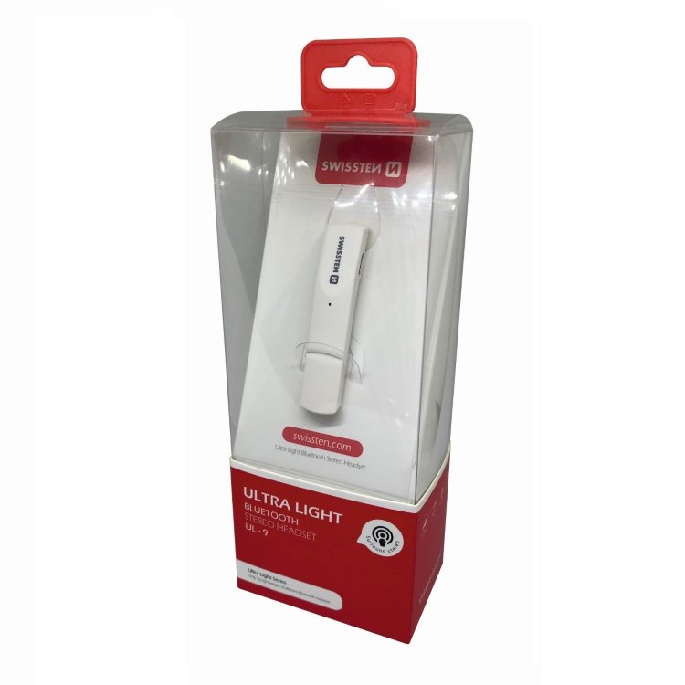 Bluetooth mono slúchadlá Swissten UltraLight UL-9, biele Bluetooth mono slúchadlá Swissten UltraLight UL-9, biele