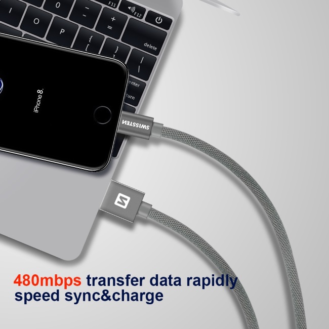 Dátový kábel Swissten textilný s Lightning konektorom a podporou rýchlonabíjania, červený Dátový kábel Swissten textilný s Lightning konektorom a podporou rýchlonabíjania, červený