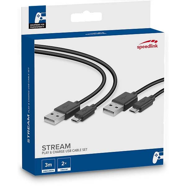 Set nabíjacích káblov Speedlink Stream Play & Charge USB Cable Set pre PS4 Set nabíjacích káblov Speedlink Stream Play & Charge USB Cable Set pre PS4