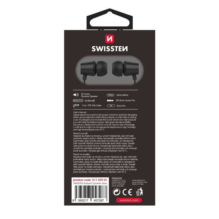 Slúchadlá Swissten Dynamic YS500, čierne Slúchadlá Swissten Dynamic YS500, čierne