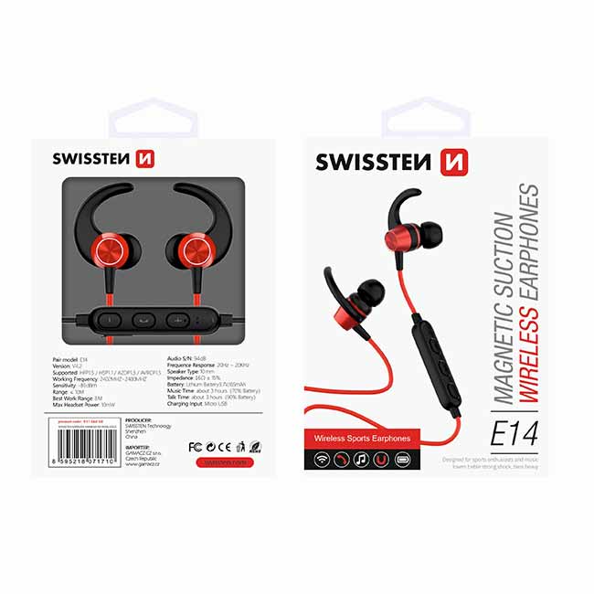 Bluetooth slúchadlá Swissten Active, červená Bluetooth slúchadlá Swissten Active, červená