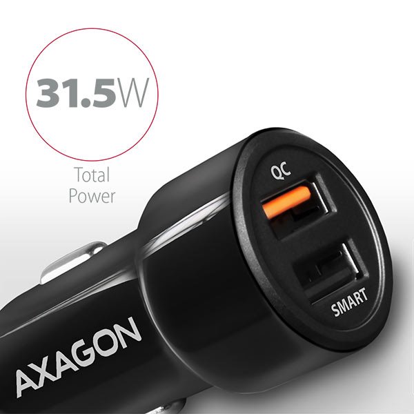 Autonabíjačka AXAGON PWC-QC5 QuickCharge 3,0 - 31 W, čierna