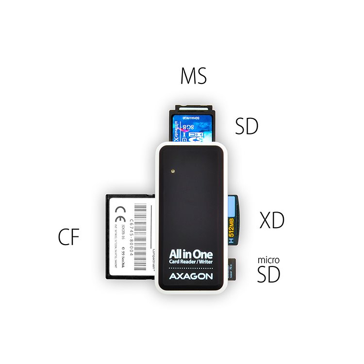 AXAGON CRE-X1 externá mini all-in-one čítačka pamäťových kariet