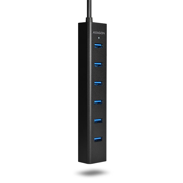 AXAGON HUE-SA7BP 7x USB 3.0 hub s podporou rýchlonabíjania, Black AXAGON HUE-SA7BP 7x USB 3.0 hub s podporou rýchlonabíjania, Black
