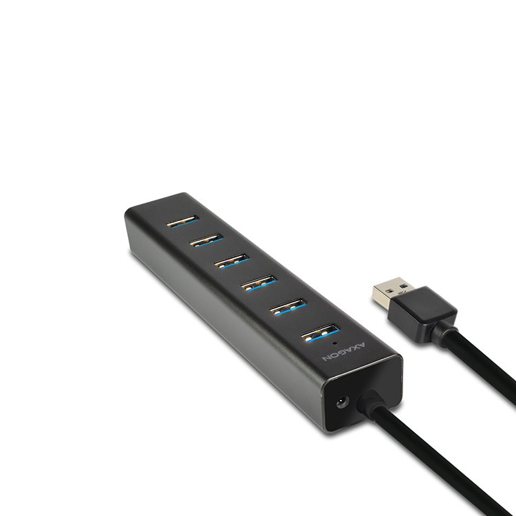 AXAGON HUE-SA7BP 7x USB 3.0 hub s podporou rýchlonabíjania, Black AXAGON HUE-SA7BP 7x USB 3.0 hub s podporou rýchlonabíjania, Black
