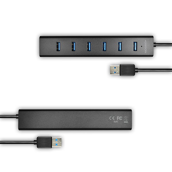 AXAGON HUE-SA7BP 7x USB 3.0 hub s podporou rýchlonabíjania, Black AXAGON HUE-SA7BP 7x USB 3.0 hub s podporou rýchlonabíjania, Black