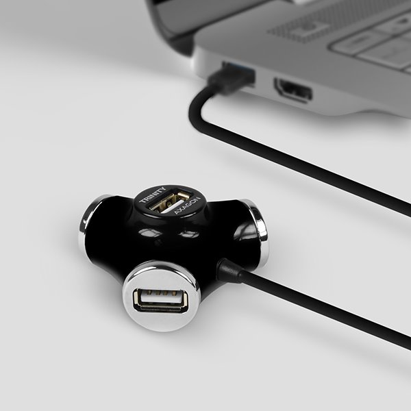 AXAGON HUE-X3 4x USB 2.0 Trinity hub, čierna AXAGON HUE-X3 4x USB 2.0 Trinity hub, čierna