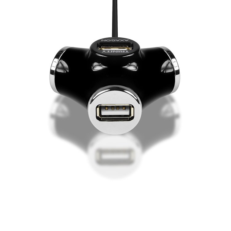 AXAGON HUE-X3 4x USB 2.0 Trinity hub, čierna AXAGON HUE-X3 4x USB 2.0 Trinity hub, čierna