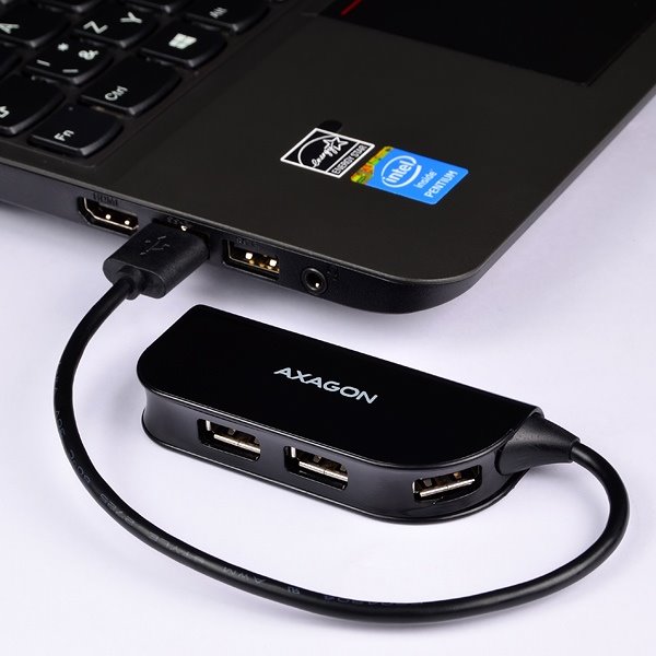 AXAGON HUE-X4B, 4x USB 2.0 READY hub, čierny