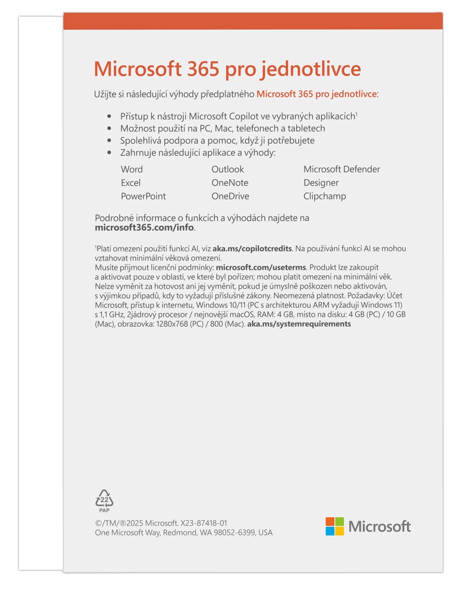 Microsoft 365 pre jednotlivca - 12 mesiacov Microsoft 365 pre jednotlivca - 12 mesiacov