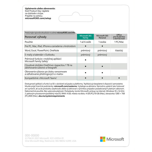 Microsoft 365 pre rodiny - 12 mesiacov