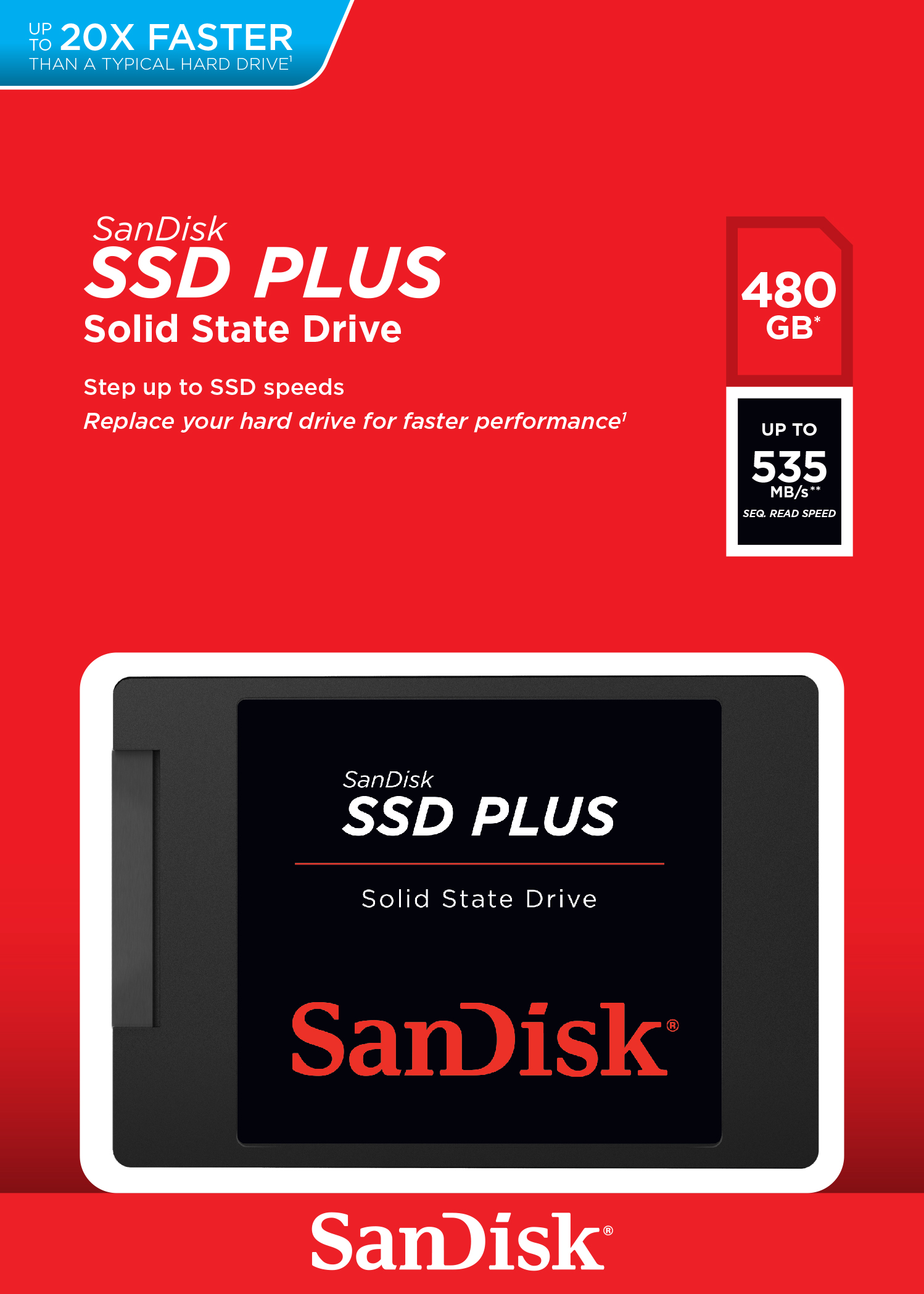 Sandisk SSD Plus, 480GB, SATA III 2.5" - rýchlosť 535/445 MB/s (SDSSDA-480G-G26) Sandisk SSD Plus, 480GB, SATA III 2.5" - rýchlosť 535/445 MB/s (SDSSDA-480G-G26)