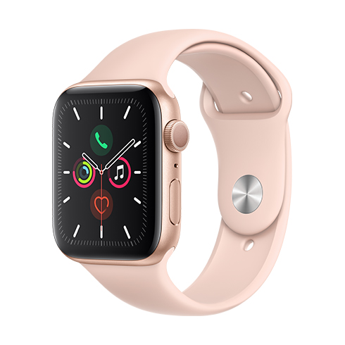 Apple Watch Series 5 GPS, 44mm zlatá Aluminium Case with ružová Sand Sport Band - S/M & M/L