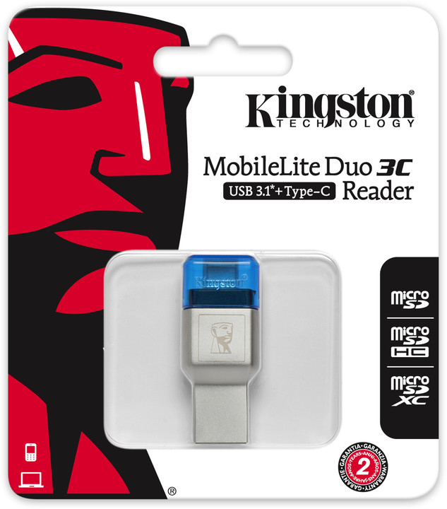 Čítačka pamäťových kariet Kingston MobileLite Duo 3C, USB 3.1, USB-C Čítačka pamäťových kariet Kingston MobileLite Duo 3C, USB 3.1, USB-C