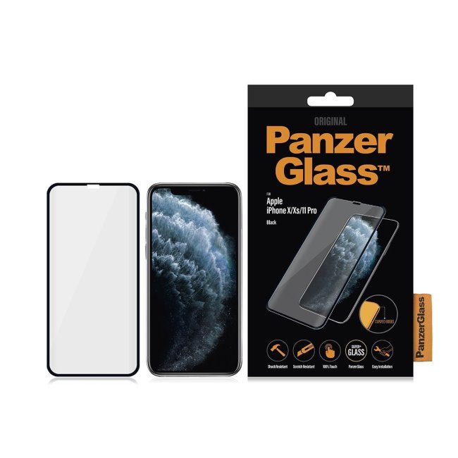 Ochranné temperované sklo PanzerGlass Case Friendly pre Apple iPhone 11 Pro, Xs, X, čierna