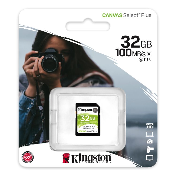 Kingston Canvas SeIect Plus Secure Digital SDHC UHS-I 32GB | Class 10, rýchlosť 100MB/s (SDS2/32GB)