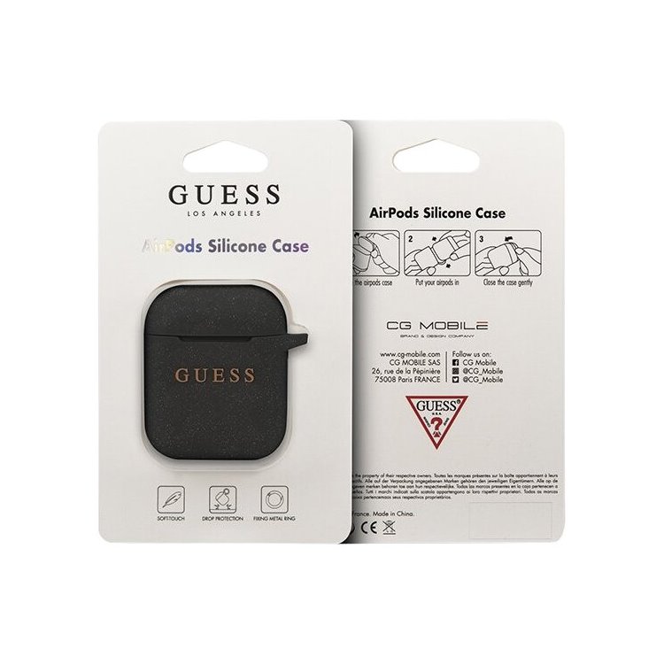 GUESS silikónový obal pre Apple AirPods, čierny GUESS silikónový obal pre Apple AirPods, čierny