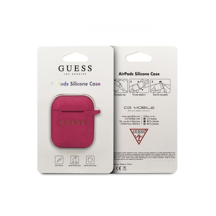 GUESS silikónový obal pre Apple AirPods (GUACCSILGLFU), Fuchsia