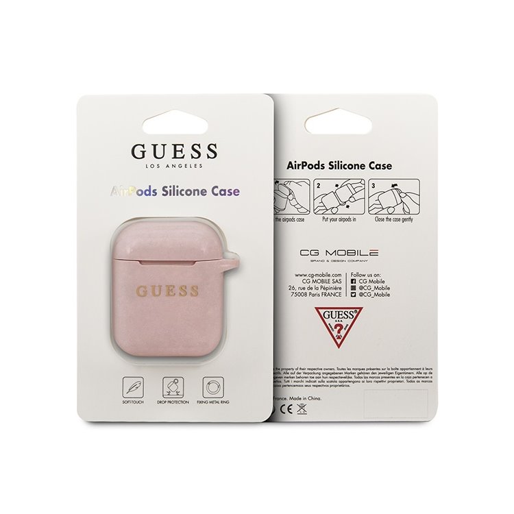 GUESS silikónový obal pre Apple AirPods, ružový