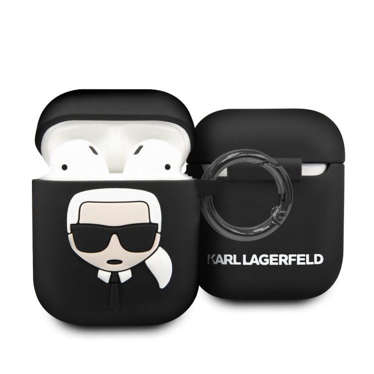 Karl Lagerfeld silikónový obal pre Apple AirPods 1/2 (KLACCSILKHBK), Black Karl Lagerfeld silikónový obal pre Apple AirPods 1/2 (KLACCSILKHBK), Black