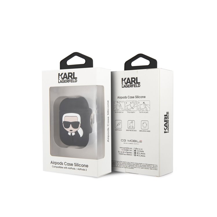 Karl Lagerfeld silikónový obal pre Apple AirPods 1/2 (KLACCSILKHBK), Black Karl Lagerfeld silikónový obal pre Apple AirPods 1/2 (KLACCSILKHBK), Black
