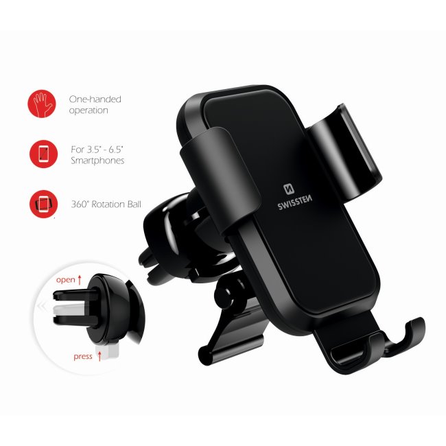 Swissten univerzálny držiak Gravity S-Grip G2-AV4 do ventilácie auta Swissten univerzálny držiak Gravity S-Grip G2-AV4 do ventilácie auta