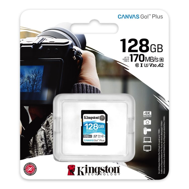 Kingston Canvas Go Plus Secure Digital SDXC UHS-I U3 128GB | Class 10, rýchlosť 170/90MB/s (SDG3/128GB)