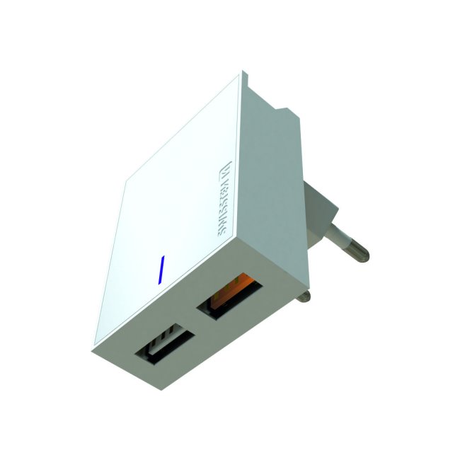Rýchlonabíjačka Swissten Qualcomm Charger 3.0 s 2 USB konektormi, 23W, biela