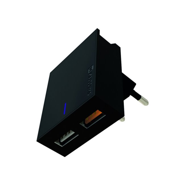 Rýchlonabíjačka Swissten Qualcomm Charger 3.0 s 2 USB konektormi, 23 W, čierna Rýchlonabíjačka Swissten Qualcomm Charger 3.0 s 2 USB konektormi, 23 W, čierna