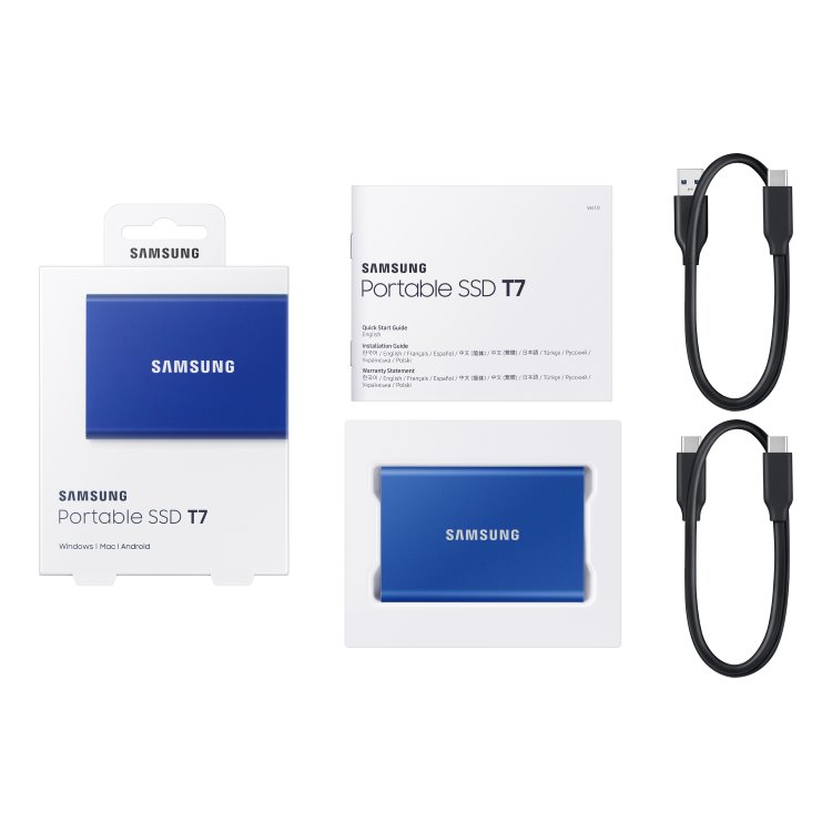 Samsung SSD disk T7, 1 TB, USB 3.2, modrá