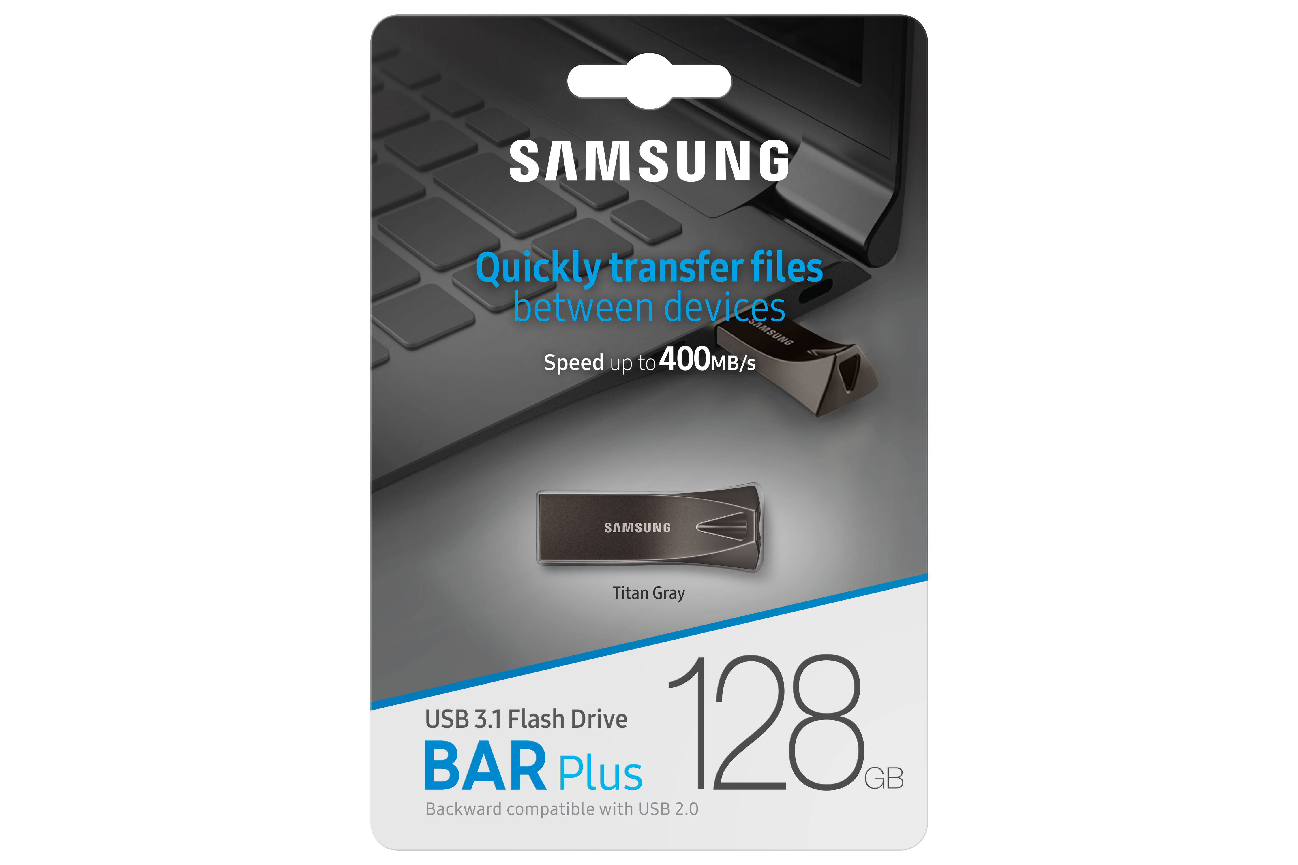 USB kľúč Samsung BAR Plus, 128 GB, USB 3.2 Gen 1, sivý USB kľúč Samsung BAR Plus, 128 GB, USB 3.2 Gen 1, sivý