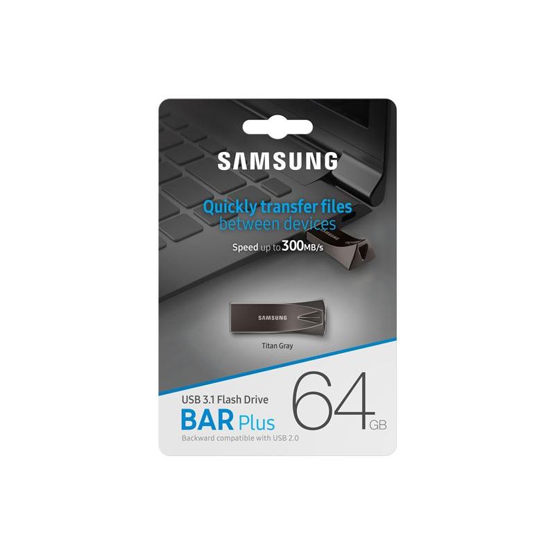 USB kľúč Samsung BAR Plus, 64 GB, USB 3.2 Gen 1, sivý