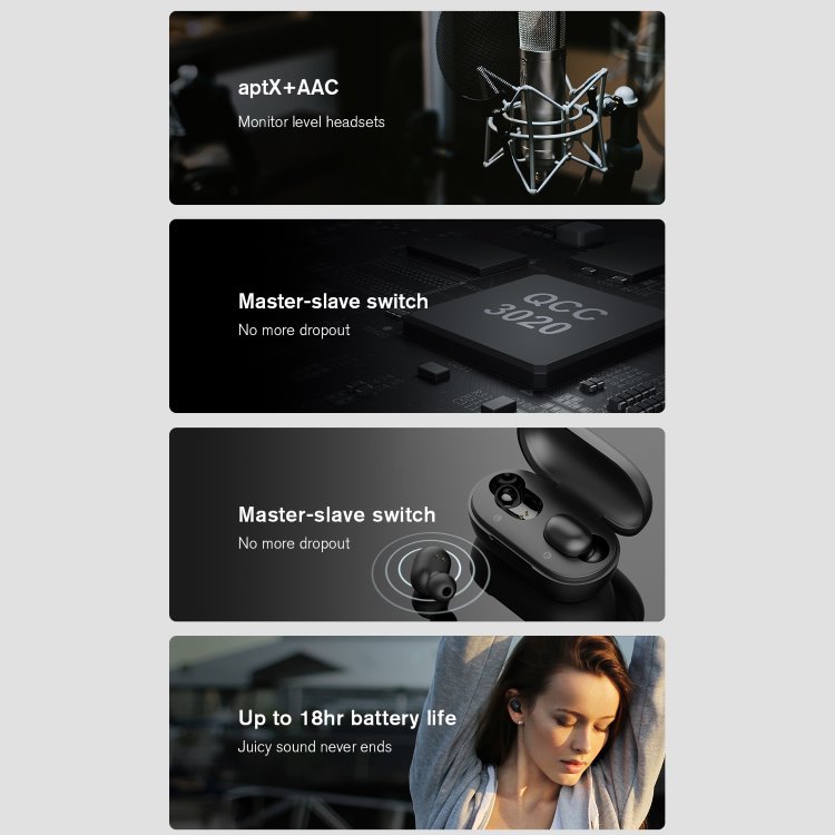 Xiaomi Haylou GT1 Plus TWS, Black Xiaomi Haylou GT1 Plus TWS, Black