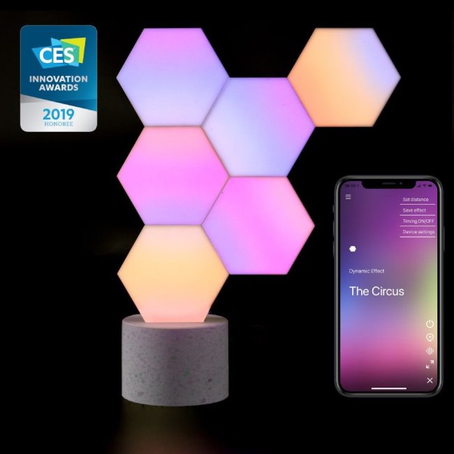 Modulárne smart osvetlenie Cololight Pro s kamennou základňou, 6 modulov Modulárne smart osvetlenie Cololight Pro s kamennou základňou, 6 modulov