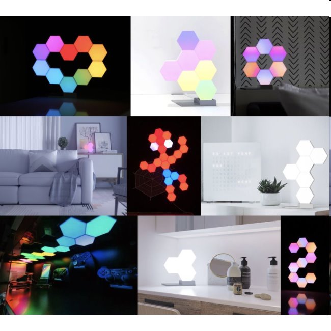 Modulárne smart osvetlenie Cololight Pro s kamennou základňou, 6 modulov Modulárne smart osvetlenie Cololight Pro s kamennou základňou, 6 modulov
