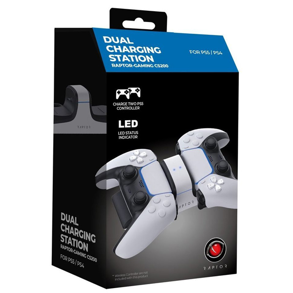 Raptor Gaming CS200 Dual Charging Station for PS5, white Raptor Gaming CS200 Dual Charging Station for PS5, white