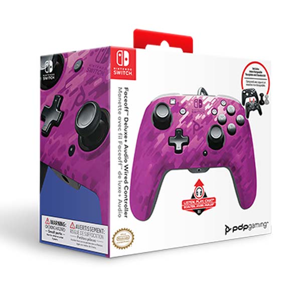 Káblový ovládač PDP Faceoff Deluxe+ Audio pre Nintendo Switch, Camo Purple