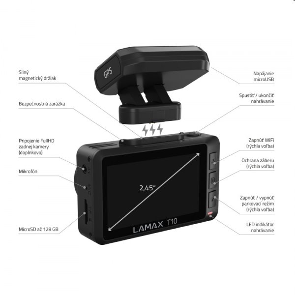 Lamax T10 4K GPS, autokamera s hlásením radarov Lamax T10 4K GPS, autokamera s hlásením radarov
