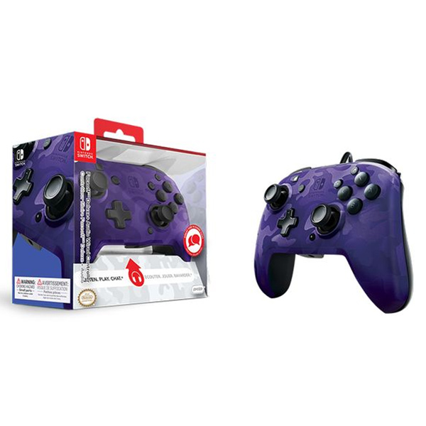 Káblový ovládač PDP Faceoff Deluxe+ Audio pre Nintendo Switch, Camo Purple