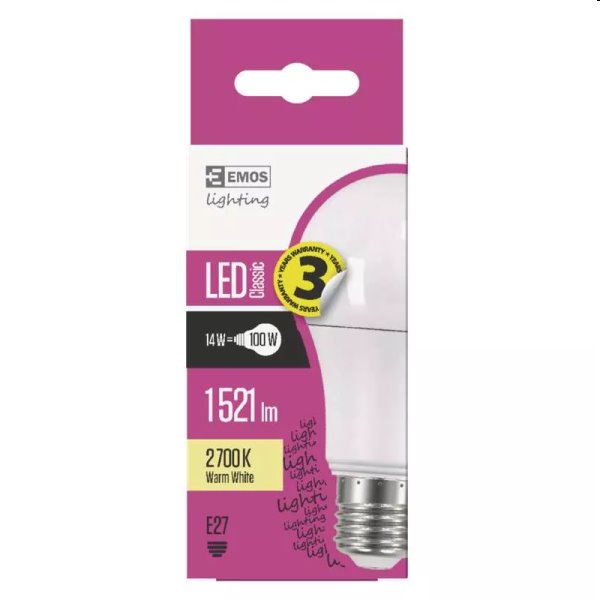 Emos LED žiarovka Classic A60 14 W E27, teplá biela