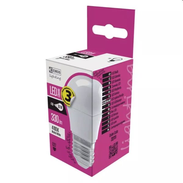 EMOS LED Žiarovka Classic Mini Globe 4W E27, neutrálna biela EMOS LED Žiarovka Classic Mini Globe 4W E27, neutrálna biela
