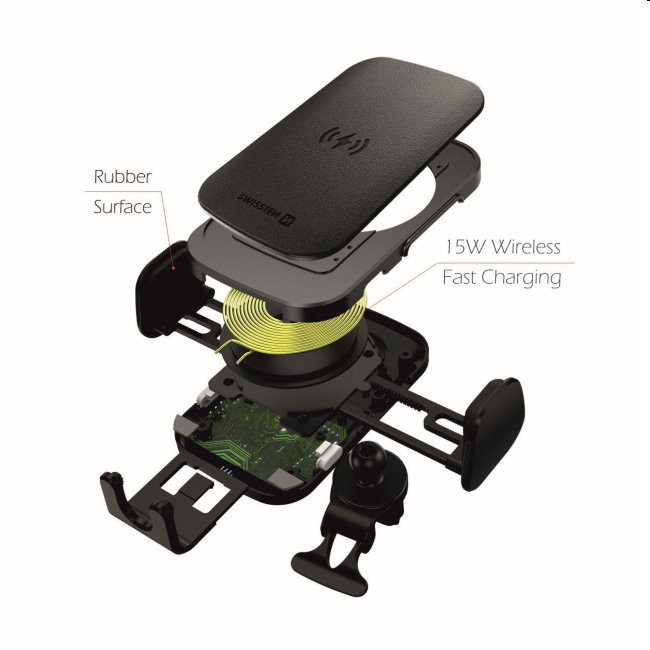 Smart držiak do ventilácie auta s bezdrôtovým nabíjaním 15W Swissten S-Grip W2-AV5 Smart držiak do ventilácie auta s bezdrôtovým nabíjaním 15W Swissten S-Grip W2-AV5