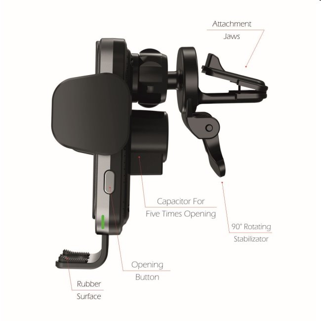 Smart držiak do ventilácie auta s bezdrôtovým nabíjaním 15W Swissten S-Grip W2-AV5 Smart držiak do ventilácie auta s bezdrôtovým nabíjaním 15W Swissten S-Grip W2-AV5