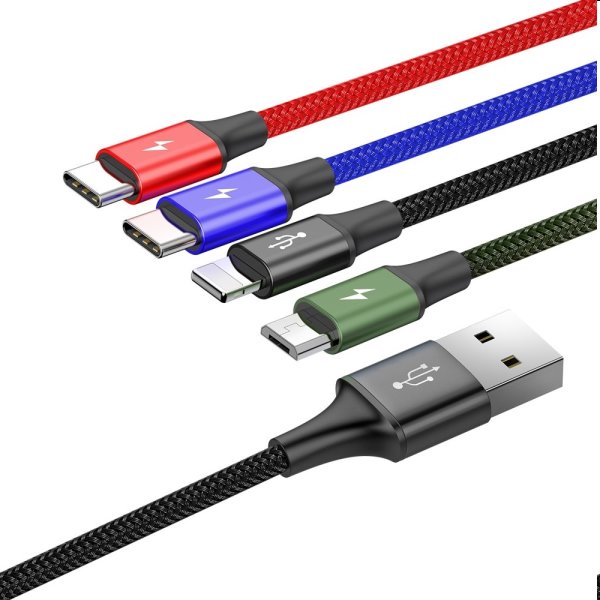 Baseus Fast 4v1 kábel USB-A/Micro-USB, Lightning, 2 x USB-C 3.5A 1,2 m