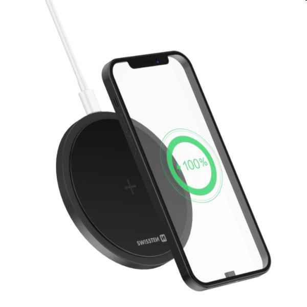 Bezdrôtová nabíjačka Swissten 15 W, čierna Bezdrôtová nabíjačka Swissten 15 W, čierna